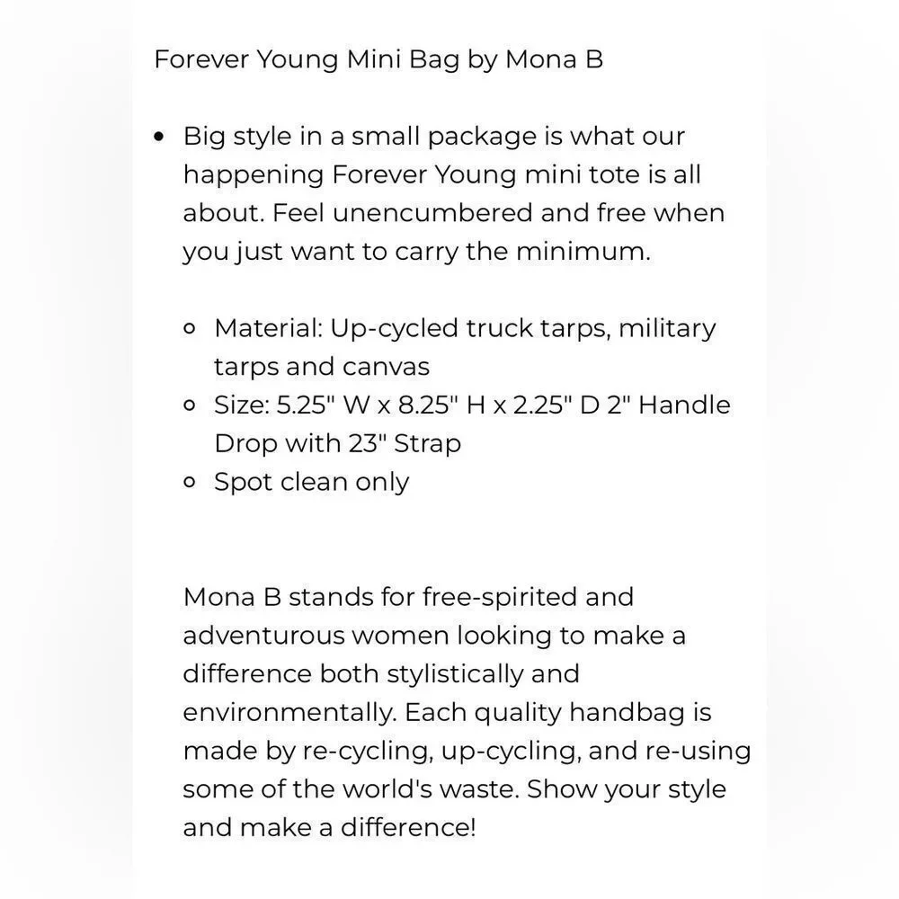 Mona B forever young mini bag distressed crossbody